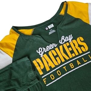 Green Bay Packers Womens Long Sleeve Vneck Tshirt Sz XXL